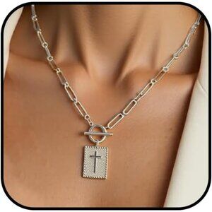 Stylish Chunky Cross Paperclip Necklace - Perfect Christian Faith Accessory